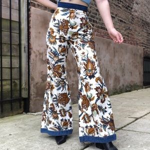 Vintage 1960’s Floral Denim Accent Bell Bottoms